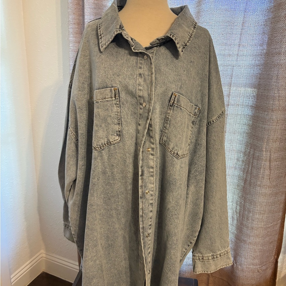 Boohoo Light Blue Denim Shirt